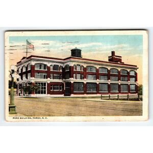 Vintage Ford Building Fargo ND Postcard 1922 Bloom Bros White Border